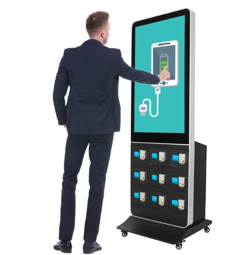 GENEVISION 43/49/55 Inch Vertical Charging Advertising Display - High-Definition Digital Signage with Built-in Charger, Supports iPhone (iOS) & Android Smartphones for Retail, Mall, Restaurant Use (MAD-430/490/550-2509)