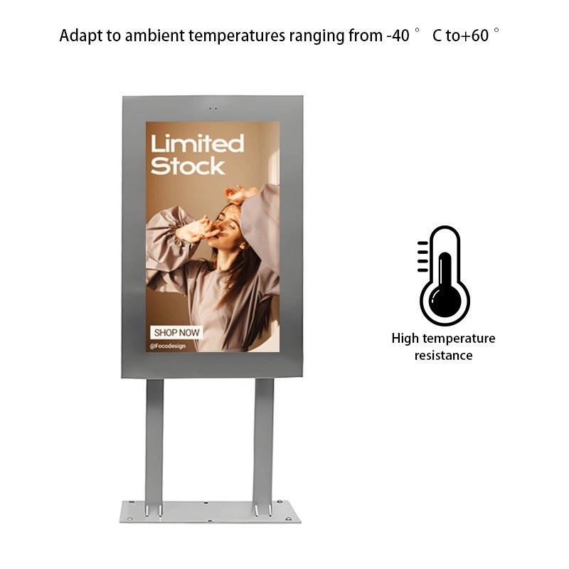 GENEVISION 32" Outdoor IP65 Waterproof Floor Stand Touch Screen Stainless Steel Digital Signage Player - Waterproof Outdoor Advertising Display with HD Screen & Android OS (MAD-023 - imagine 2