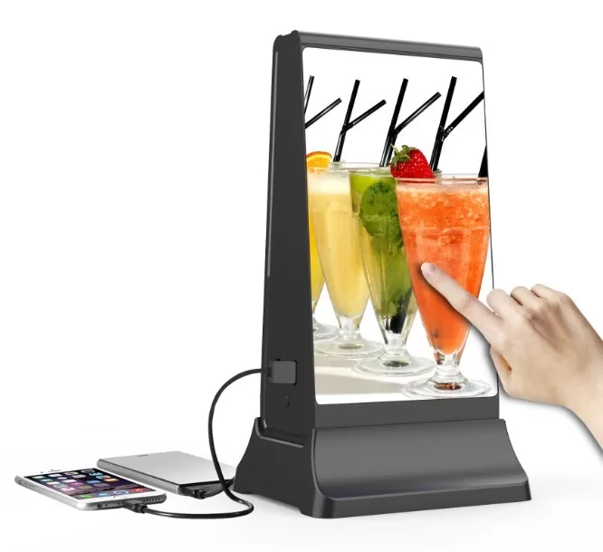 GENEVISION Black Digital Advertising Display Stand Small Size Cell Phone Charger Kiosk WIFI (MG101A)