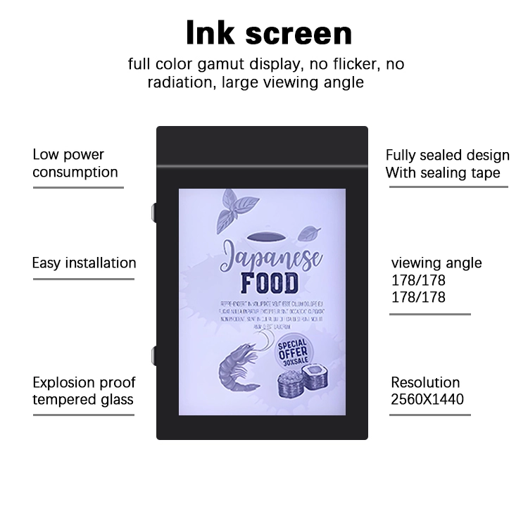 GENEVISION 13.3 Inch Outdoor Wall Mount E Ink Advertising WIFI Android Display Signage Digital Ultra-Low Power Consumption Exceptional Durability for All-Weather Performance (MOG-133-250724) - imagine 3