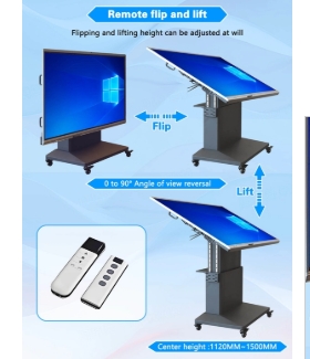 GENEVISION Lift Up Down Rise Fall Flip Left Right Remote Control Stand for 86" 98" 110" Smart Board (Stand) - imagine 2