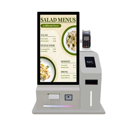 GENEVISION 24inch Desktop WIFI Cash/NFC Online Payment LCD Touch Screen Kiosk Multi-touch Capacitive Display with Printer POS Stand for KFC MacDonalds Restaurant High Quality Player (MAD-240-250731) - imagine 2