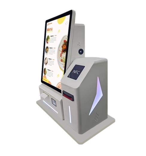 GENEVISION 24inch Desktop WIFI Cash/NFC Online Payment LCD Touch Screen Kiosk Multi-touch Capacitive Display with Printer POS Stand for KFC MacDonalds Restaurant High Quality Player (MAD-240-250731)