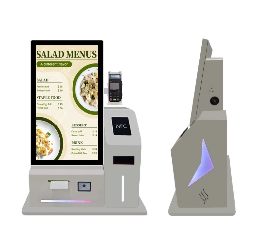 GENEVISION 24inch Desktop WIFI Cash/NFC Online Payment LCD Touch Screen Kiosk Multi-touch Capacitive Display with Printer POS Stand for KFC MacDonalds Restaurant High Quality Player (MAD-240-250731) - imagine 3