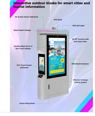 GENEVISION 55 inch 4K Smart City Air Quality Sensor IK10 Explosion-Proof Glass Touch Screen Kiosk (MOAD-550550-250322) - imagine 4