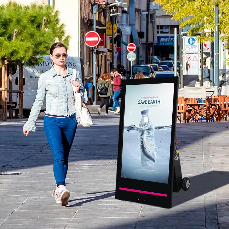 GENEVISION Wireless Battery Portable Signage Lcd Advertising Outdoor Poster (MAD034) - imagine 3