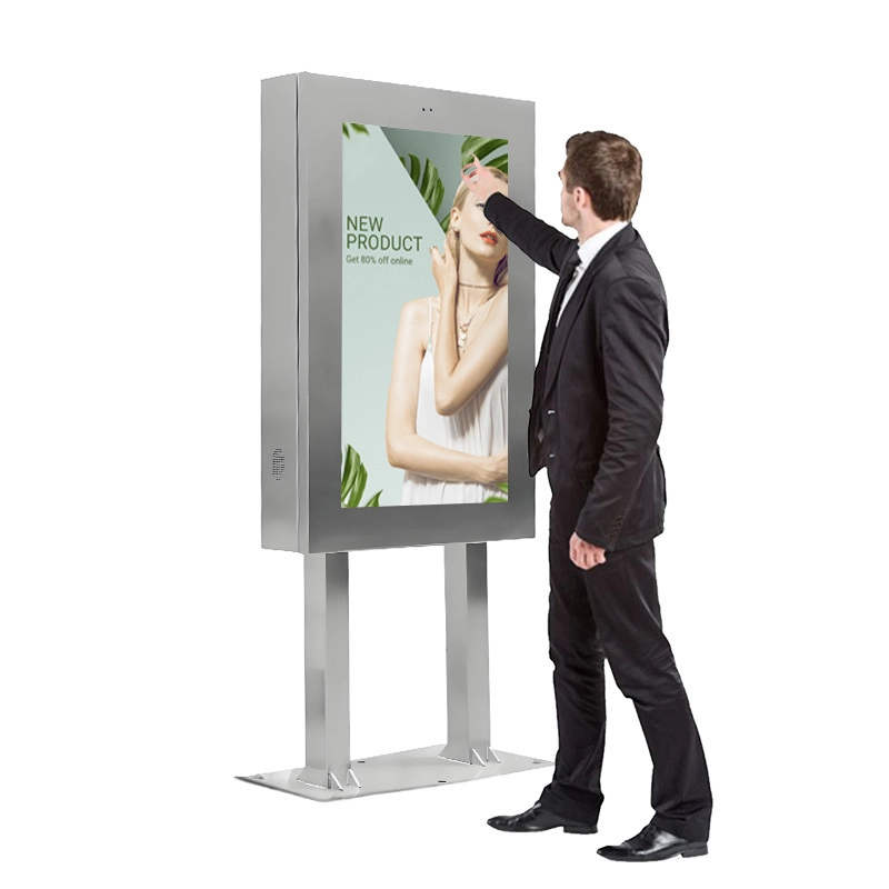 GENEVISION 32" Outdoor IP65 Waterproof Floor Stand Touch Screen Stainless Steel Digital Signage Player - Waterproof Outdoor Advertising Display with HD Screen & Android OS (MAD-023 - imagine 3