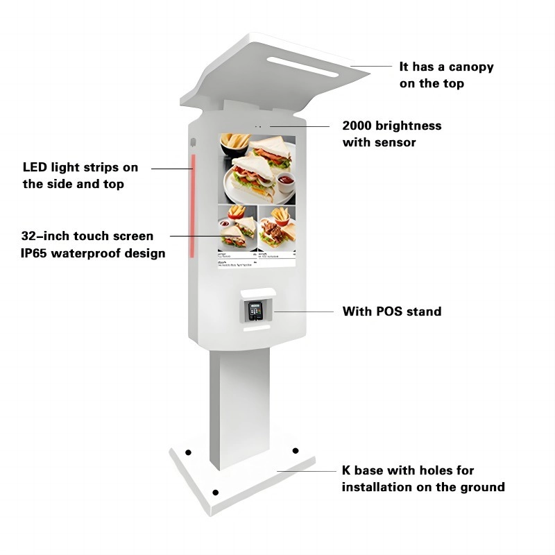 GENEVISION 32 inch Drive Thru freestanding PCAP Outdoor Self-Order Kiosks (MOAD-320-0725) - imagine 2