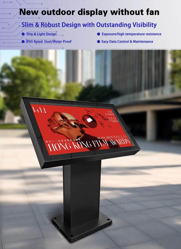 GENEVISION 55 Inch Aluminum Heat Dissipation Outdoor Digital Signage Straight Stand Podium (MOAD-550-250305) - imagine 3